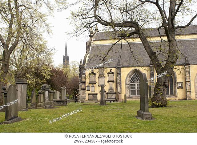 Greyfriars churchyard and Kirk, and one of the most famous graveyards of Edinburgh, XVIIeth Century, Scotland, United Kingdom, Europe