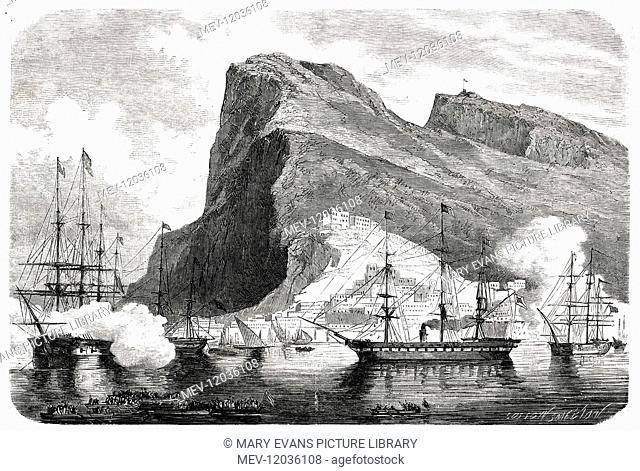 As Maximilian's ship passes on his way to Veracruz to become Emperor of Mexico, the English garrison at Gibraltar fires a salute under the orders of Queen...