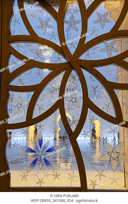 Interior of Sheikh Zayed Grand Mosque is located in Abu Dhabi, UAE