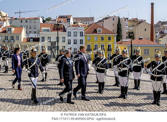 King Willem-Alexander and Queen Maxima of The Netherlands visit the chairman of the parliament Ferro Rodrigues at the Palacio de Sao Bento in Lisbon, Portugal