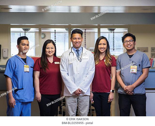Portrait of smiling medical team in hospital