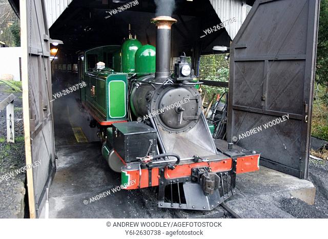 Locomotive in shed Puffing Billy historic steam railway Melbourne Australia