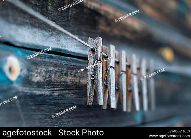Wooden clothespins.Ancient clothespins