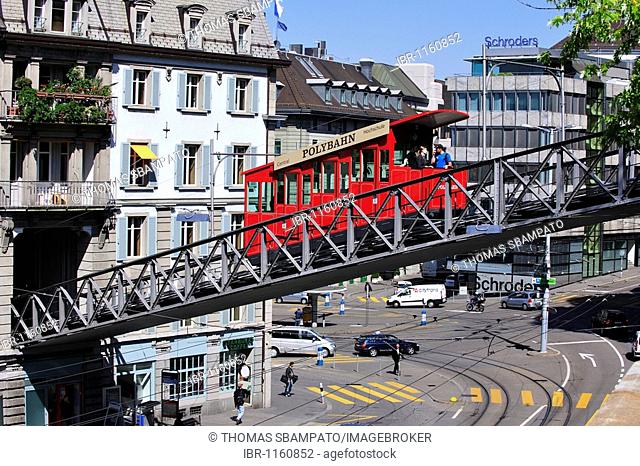 Polybahn crossing the street from Central Square to the University, Zurich, Switzerland, Europe