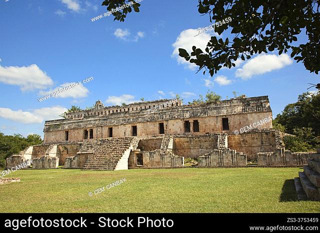 View to the The Palace- El Palacio in Maya Archaeological Site Kabah in the Puuc Route, Yucatan State, Mexico, Central America