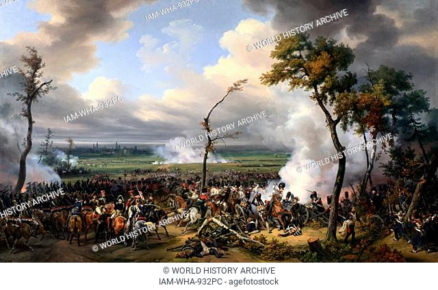 Painting of the Battle of Hanau. Oil on canvas. Painted by Emile Jean-Horace Vernet in 1824