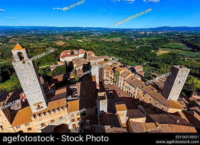 San Gimignano medieval town in Tuscany Italy - architecture background