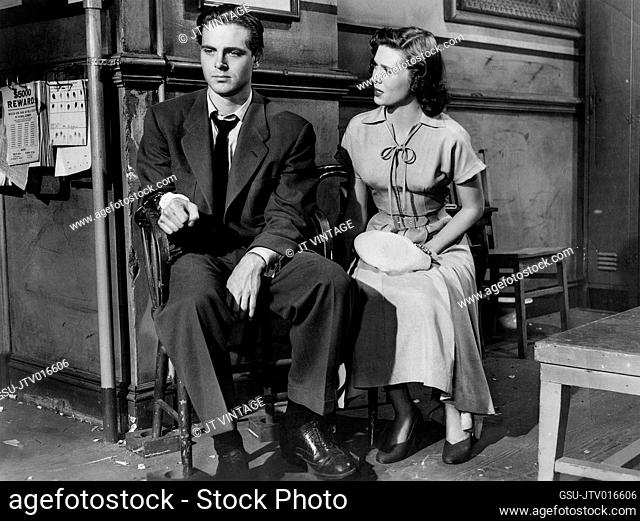 Craig Hill, Cathy O'Donnell, on-set of the Film, Detective Story, Paramount Pictures, 1951