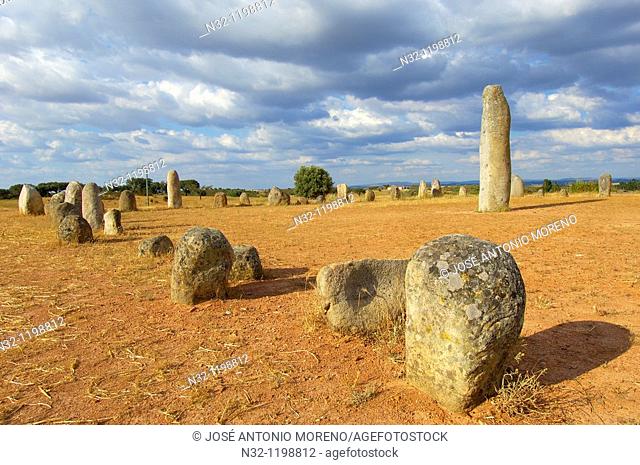 Cromeleque de Xarez, Megalithic Site near Monsaraz, Telheiro, Evora district, Alentejo, Portugal, Europe