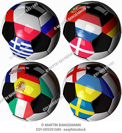 Isolated soccer ball with flags of group B, 2012