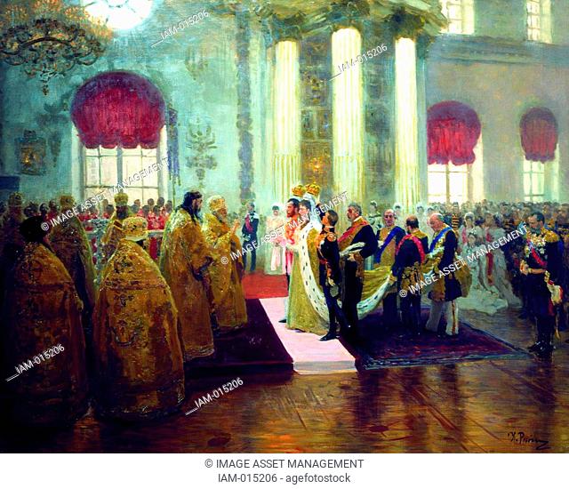 Wedding of Nicholas II and Grand Duchess Alexandra Feodorovna' , 1894. Oil on canvas. Ilya Repin 1844–1930 Russian painter