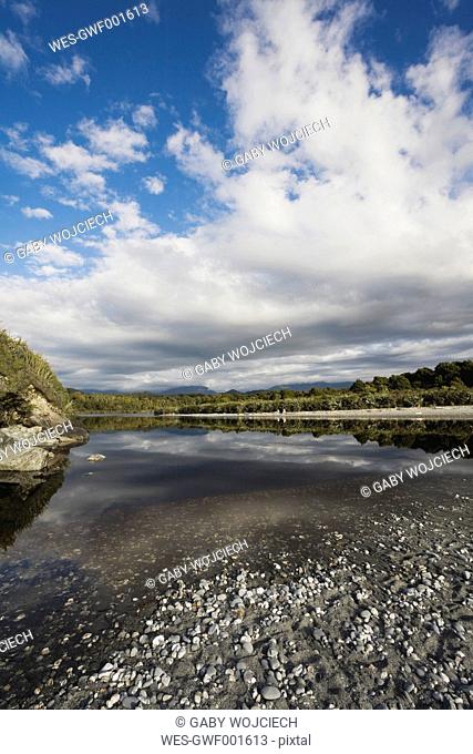 New Zealand, South Island, West Coast, View of Gillespies Point and lagoon