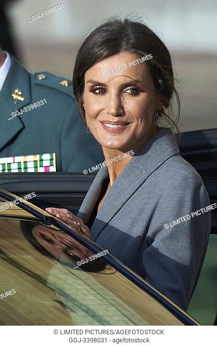 Queen Letizia of Spain arrived to Alfonso II Square (Cathedral's Square) for Princesa de Asturias Awards 2019 on October 17, 2019 in Oviedo, Spain