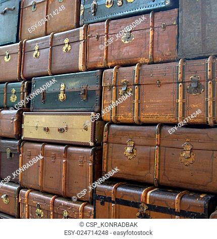 Conceptual picture of the wal of suitcases