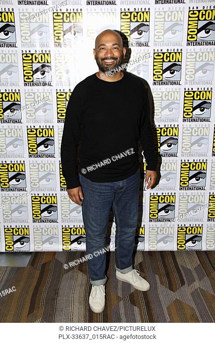Maximiliano Hernandez promoting the show ""Mr. Mercedes"" At San Diego Comic Con International 2018. Held at the Hilton Bay Front in San Diego, CA