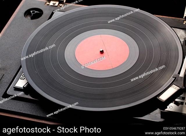 Picture of old music player with vinyl records