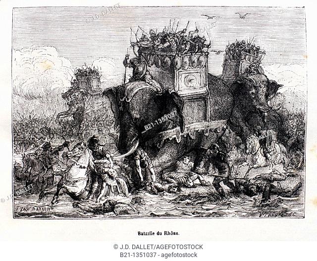 France, History- 'Bataille du Rhône' -The Battle of Rhone Crossing took place during the Second Punic War The Carthaginian army under Hannibal Barca