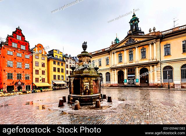 Stortorget in Old City (Gamla Stan), the Oldest Square in Stockholm, Sweden