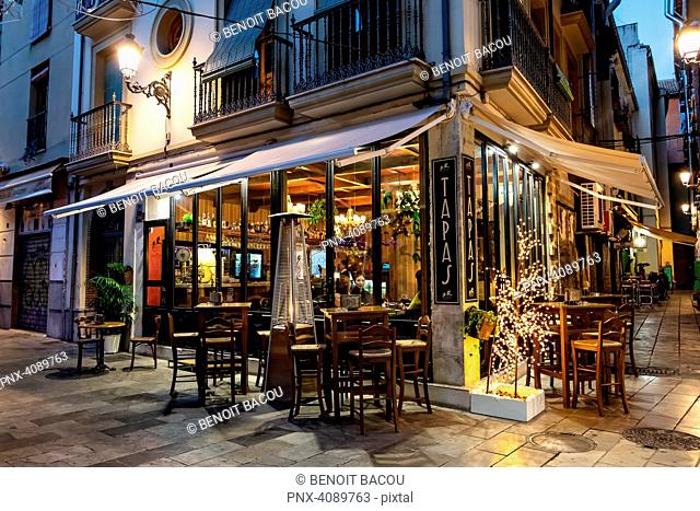 Granada, Spain - January 6, 2017 - La Bicicleta restaurant, Granada, Province of Granada, Andalusia, Spain