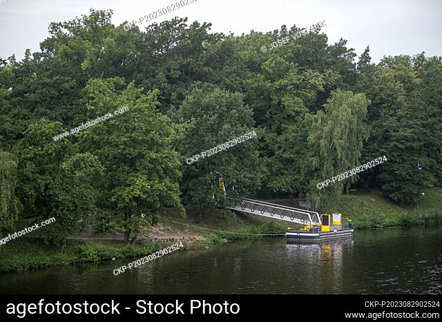 Public dock for small recreational vessels on the Elbe River in Kolin, Czech Republic, August 21, 2023. (CTK Photo/Josef Vostarek)