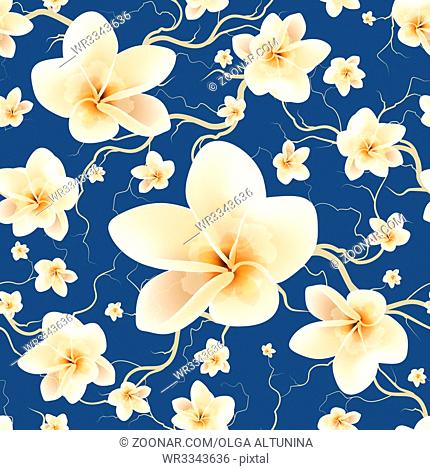 Floral Seamless Pattern With Branch And Spring Flowers