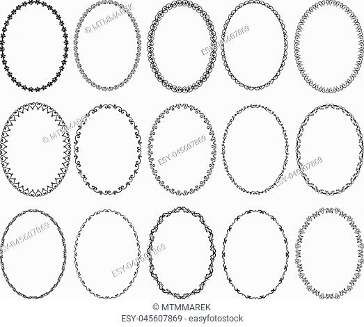 set of decorative oval borders - design elements