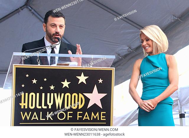 Kelly Ripa honored with star on the Hollywood Walk Of Fame Featuring: Jimmy Kimmel, Kelly Ripa Where: Los Angeles, California