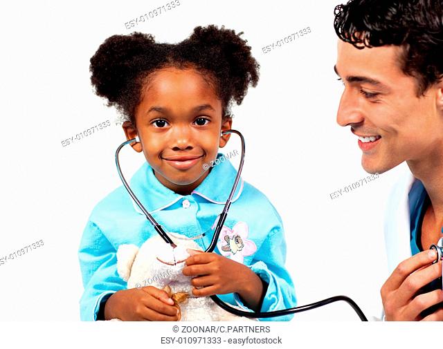 Attentive doctor playing with his patient