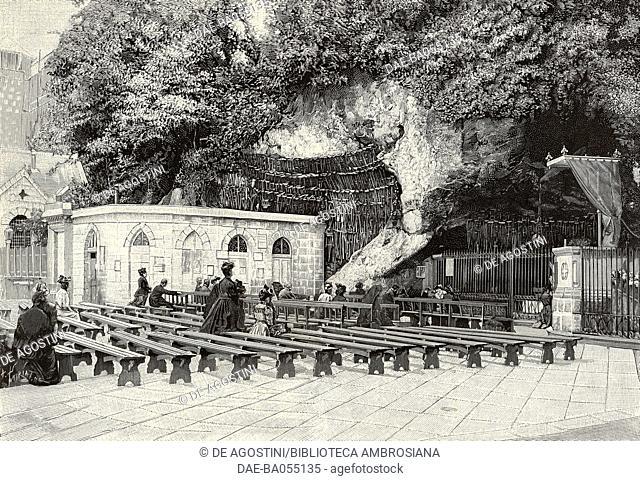 The Grotto of Massabielle, Lourdes, France, illustration from L'Illustration, No 2686, August 18, 1894. DeA / Veneranda Biblioteca Ambrosiana, Milan