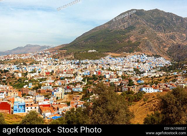 Panoramic view of Chefchaouen city, Morocco