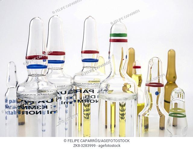 Several vials with medication, conceptual image