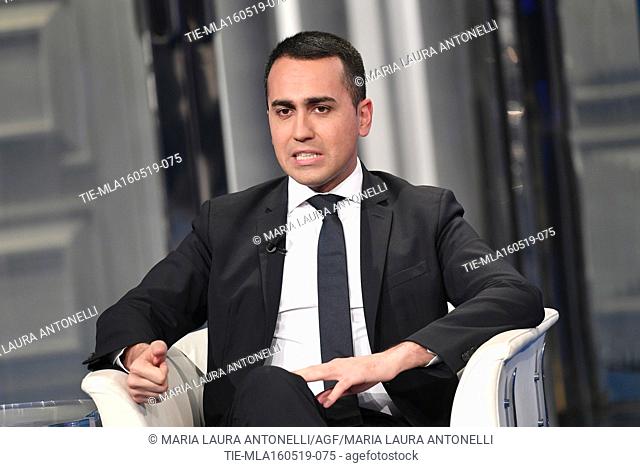 Italian Minister of Labor and Industry and Deputy Prime Minister Luigi Di Maio during the tv show Porta a porta, Rome, ITALY-15-05-2019