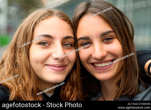Close-up of smiling friends