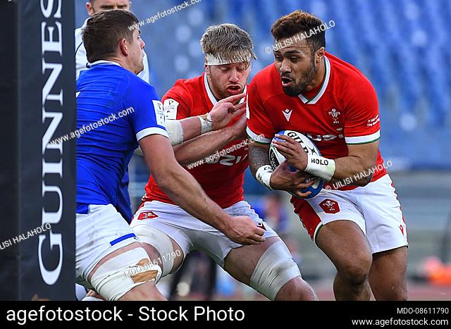 The Wales player Uilisi Halaholo during the Italy-Wales match of the Six Nations tournament at the stadio Olimpico. Rome (Italy), 13 March, 2021