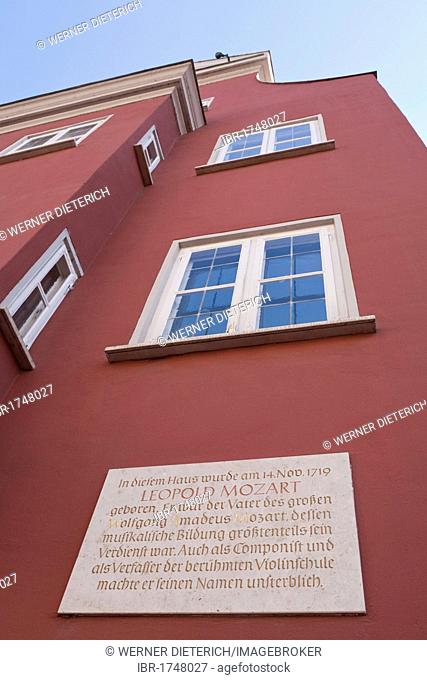 Mozart House, the birthplace of Leopold Mozart, father of Wolfgang Amadeus Mozart, museum, memorial, Augsburg, Bavaria, Germany, Europe