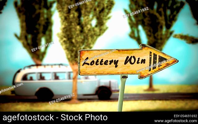 Street Sign the Direction Way to Lottery Win