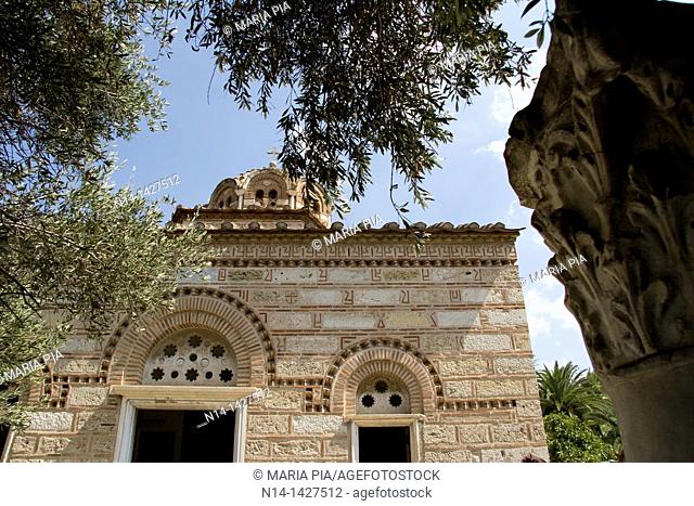 Detail of the Byzantine Greek Orthodox Church of the Holy Apostles of Solaki, Ancient Agora, Athens, Greece
