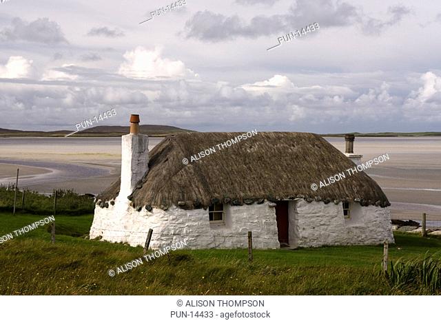 Struan cottage, a traditional Hebridean cottage North Uist, Outer Hebrides, Scotland