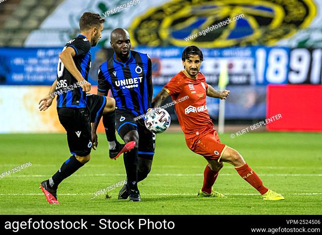 Club's Siebe Schrijvers, Club's Clinton Mata and Antwerp's Lior Refaelov fight for the ball during the 'Croky Cup' Belgian cup final between Club Brugge KV and...