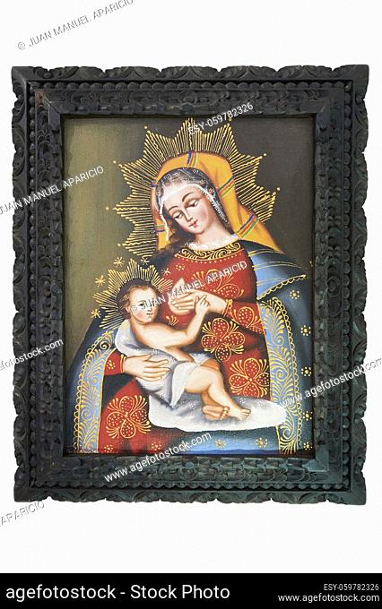Ancient painting representing the Virgin Mary breastfeeding the baby Jesus in the museum of the convent of San Francisco, Santo Domingo de la Calzada, La Rioja