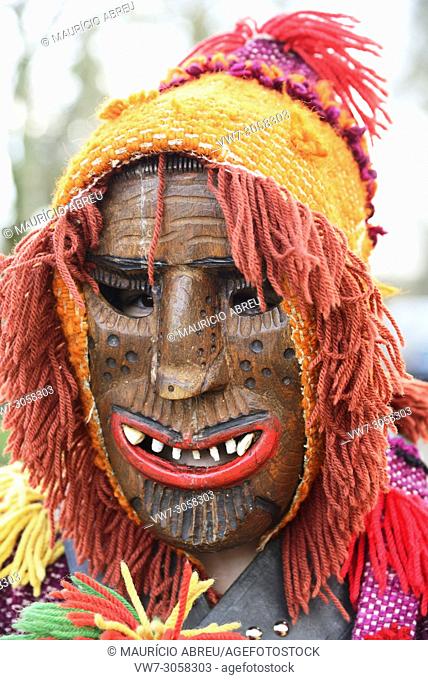 Wooden mask used during the Winter Solstice Festivities. Tras-os-Montes, Portugal