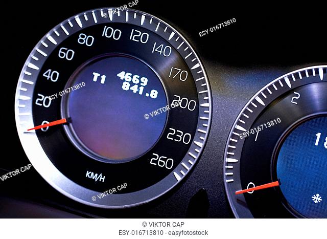 Modern car dashboard close-up view