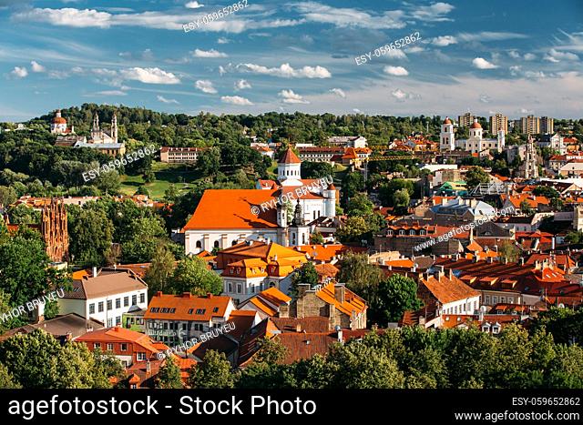 Vilnius, Lithuania. Church Of St Anne, Church Of Ascension, Church Of Sacred Heart Of Jesus, Cathedral Of Theotokos, Church Of St Johns, Church Of Holy Spirit