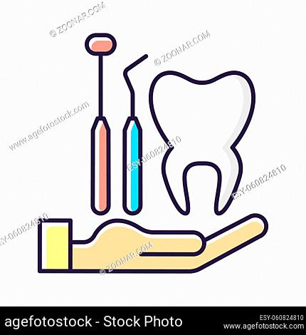 Dental insurance RGB color icon. Dental care. Healthy teeth achieving. Checkups for dental disorder prevention. Covering dentist visit