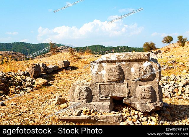 the  hill in asia turkey selge old architecture ruins and nature