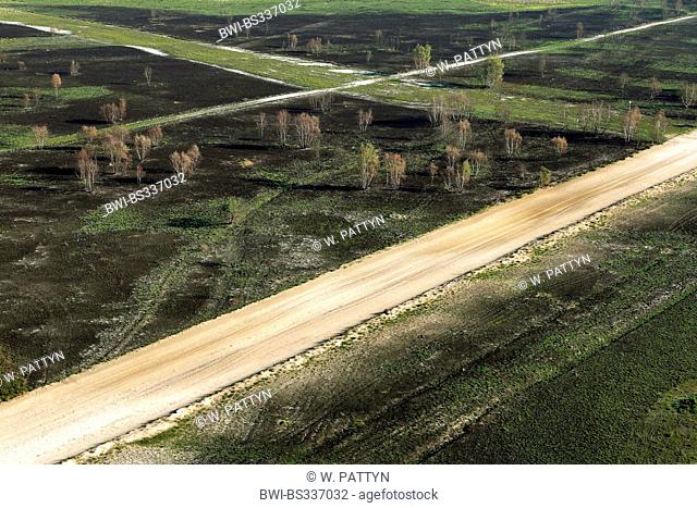 aerial view to burnt heath, Belgium, Limburg, den Teut