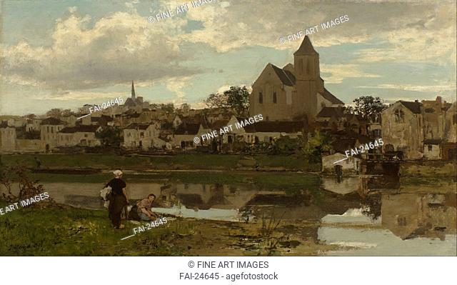 View at Montigny-sur-Loing. Maris, Jacob (1837-1899). Oil on canvas. Realism. 1870. Holland. Museum Boijmans Van Beuningen, Rotterdam. 45x80