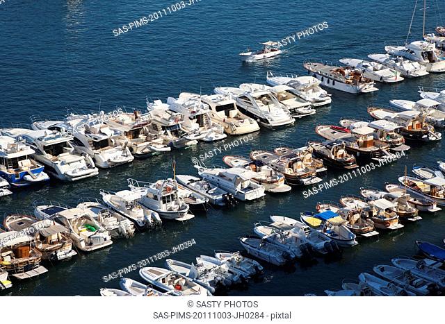Boats at a harbor, Sorrento, Tyrrhenian Sea, Campania, Italy