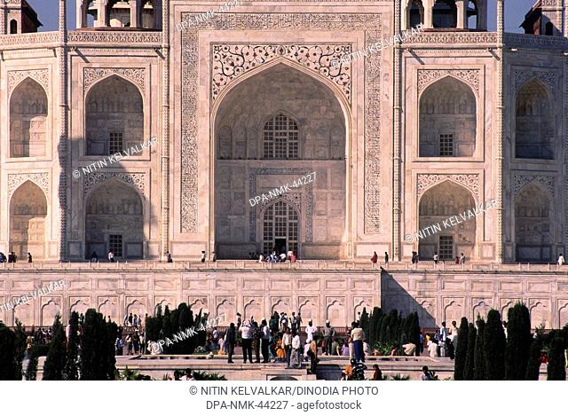 close ups of Taj mahal Seventh Wonder of The World ; Agra ; Uttar Pradesh ; India