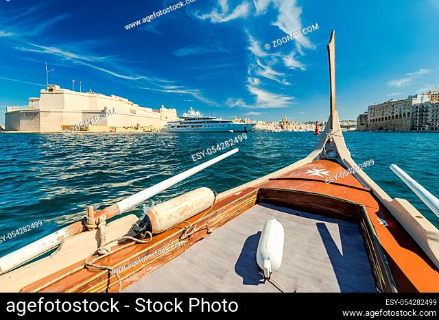 Sailing on traditional wooden boat in Malta